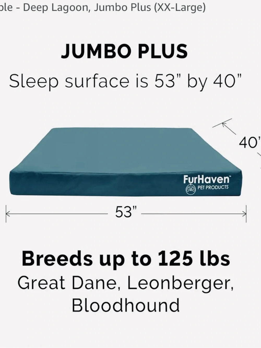 Replacement Dog Bed Cover Indoor Outdoor Water Resistant 53” x 40” Size XXL